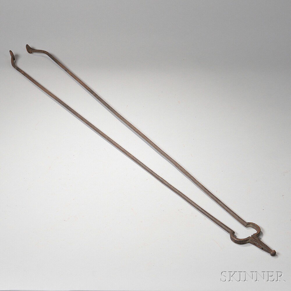 Appraisal: Wrought Iron Long-handled Fire Tongs America late th early th