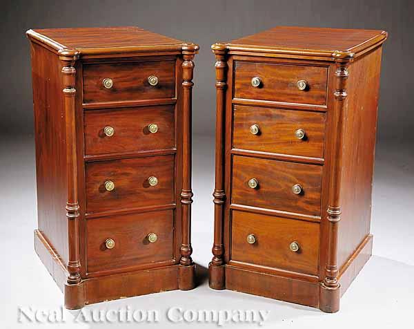 Appraisal: A Pair of Antique Regency-Style Mahogany Bedside Commodes the rectangular