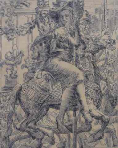 Appraisal: MARSH Reginald Engraving ''Merry Go Round ''Signed in the plate