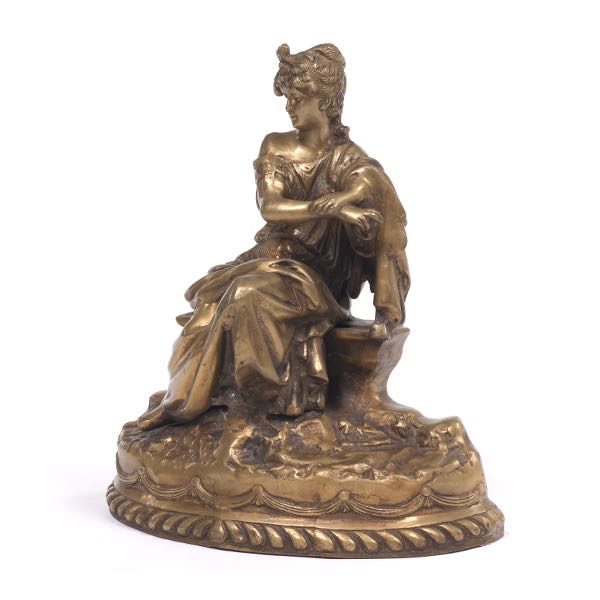 Appraisal: PATINATED METAL FIGURE OF A CLASSICAL WOMAN x x Of