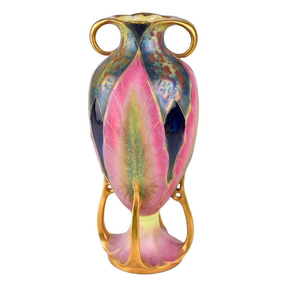 Appraisal: Paul Dachsel Amphora Art Nouveau Leaf Vase Paul Dachsel Amphora