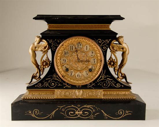 Appraisal: Ansonia Rosalind Clock enameled cast-iron case cracked glass day time