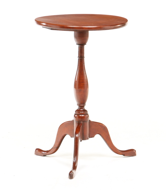 Appraisal: AMERICAN TIGER MAPLE CANDLE STAND First quarter th century Round