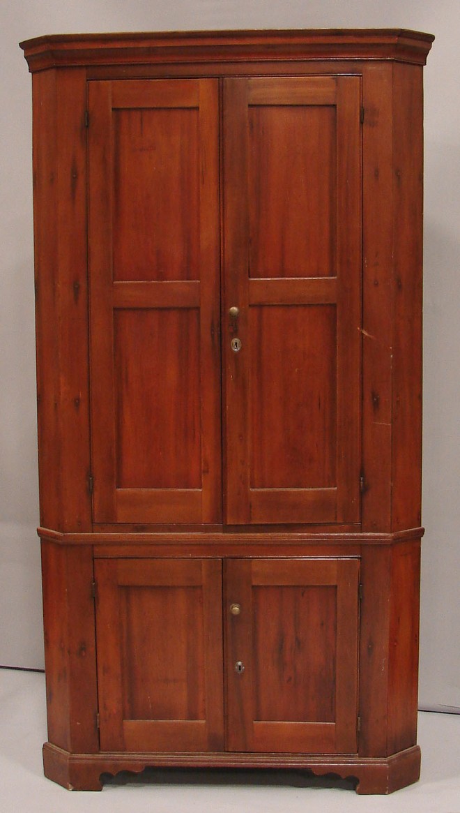 Appraisal: Soft wood with cherry stain two over two blind door