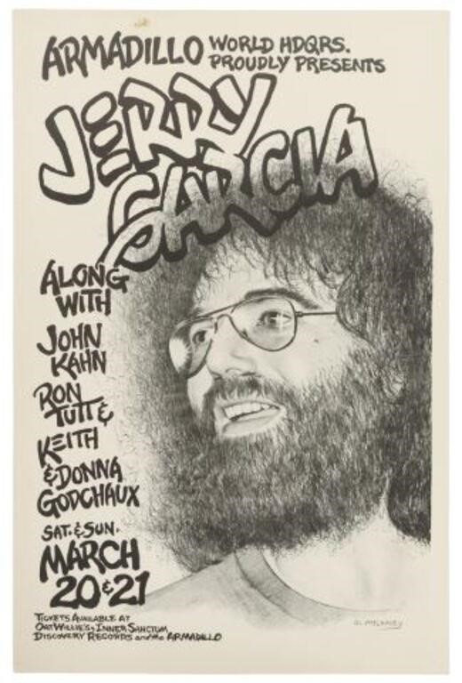 Appraisal: Armadillo World Headquarters Jerry Garcia concert poster along with John