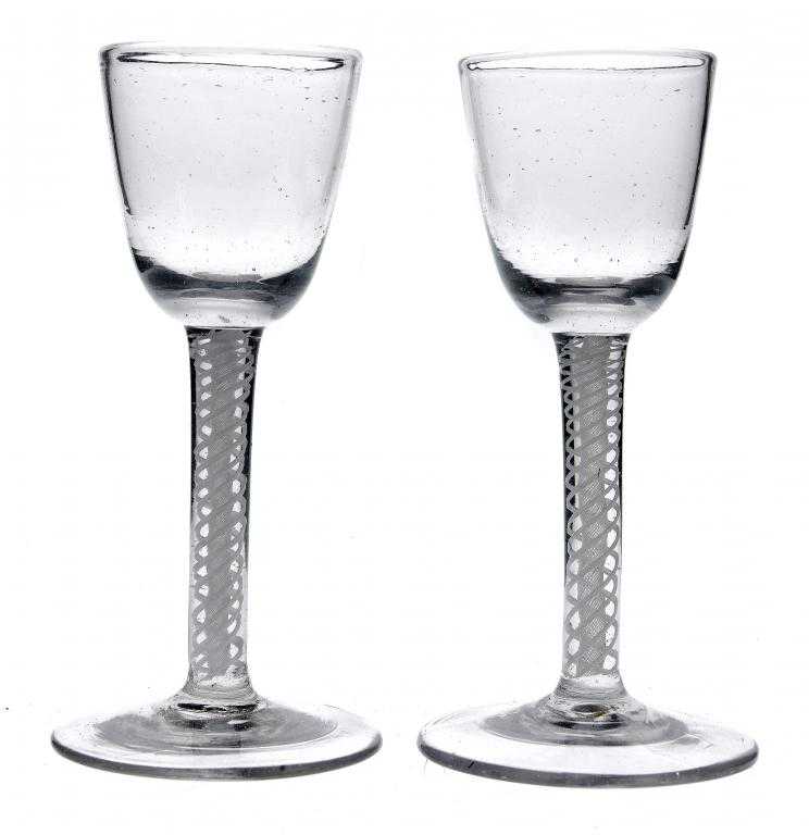 Appraisal: A PAIR OF WINE GLASSES LOW COUNTRIES of soda metal