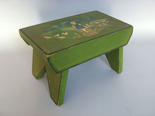 Appraisal: Painted stool early th c h w Provenance Collection of