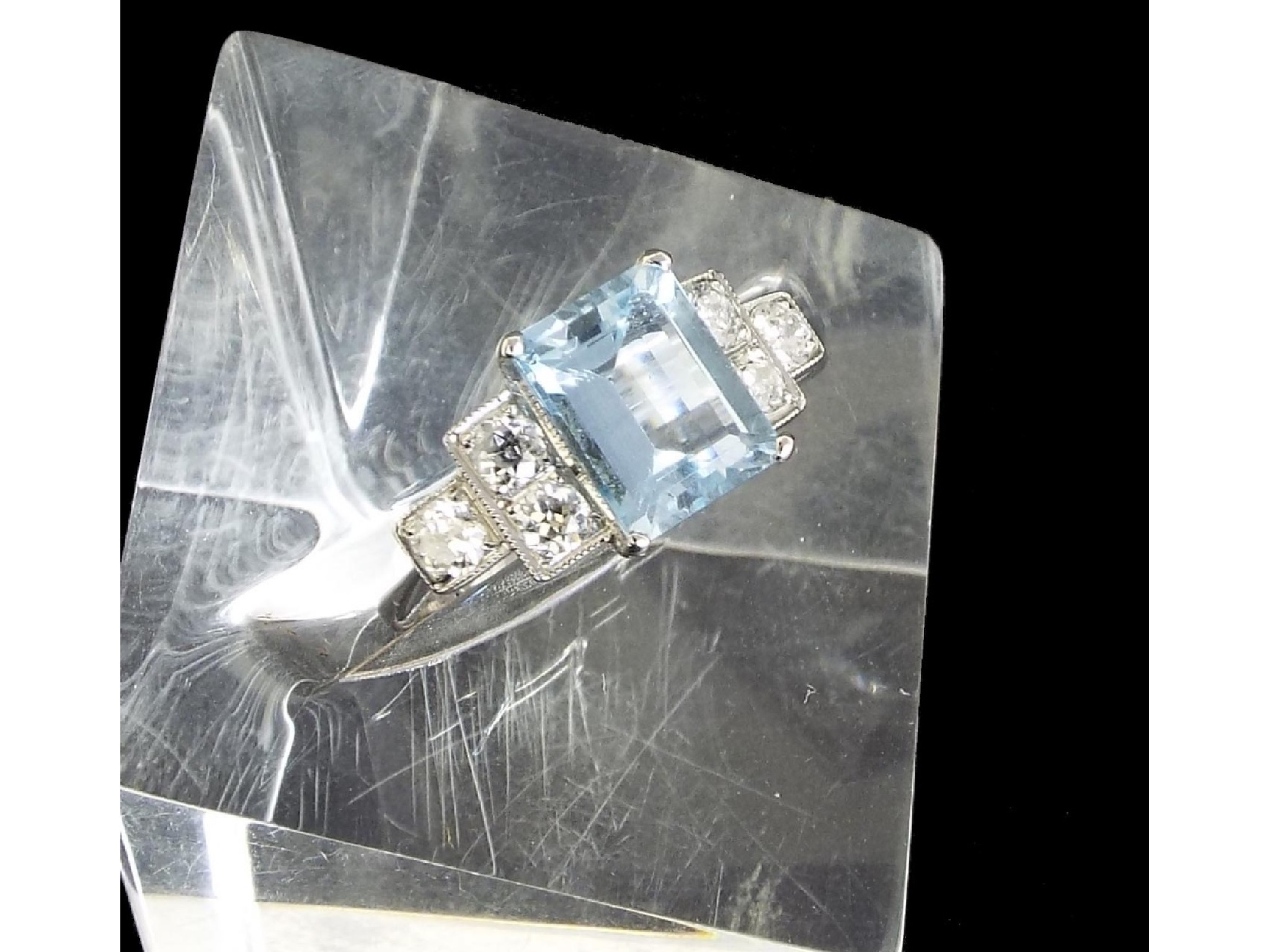 Appraisal: ct white gold aquamarine and diamond dress ring in the