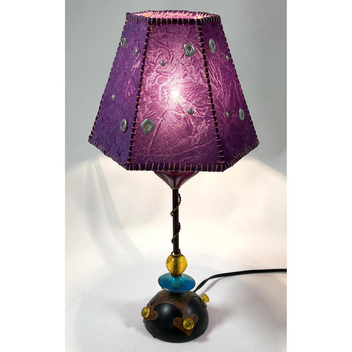 Appraisal: Artisan Hand Crafted Fantasy Table Lamp Mixed Materials Purple Shade