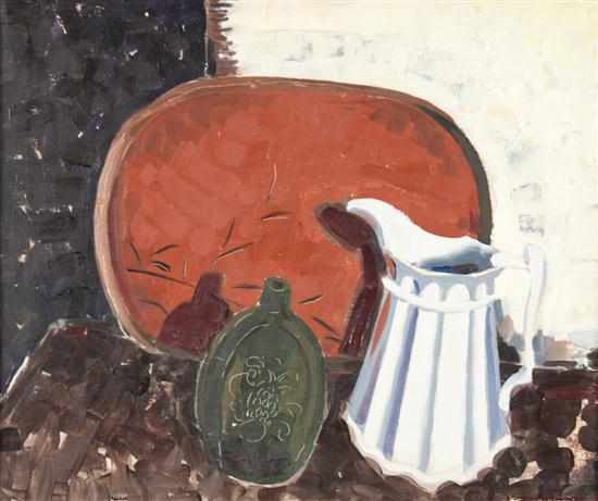 Appraisal: Thomas Weeks Barrett American - Still Life with White Pitcher