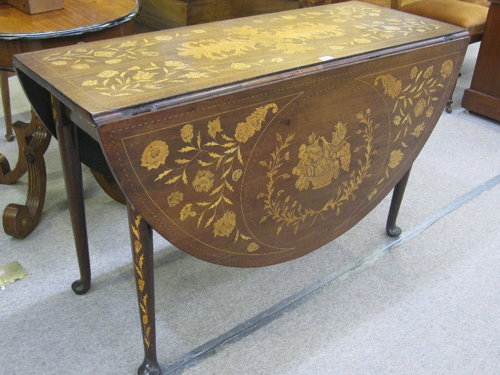 Appraisal: Dutch mahogany and floral marquetry inlaid dropleaf dining table