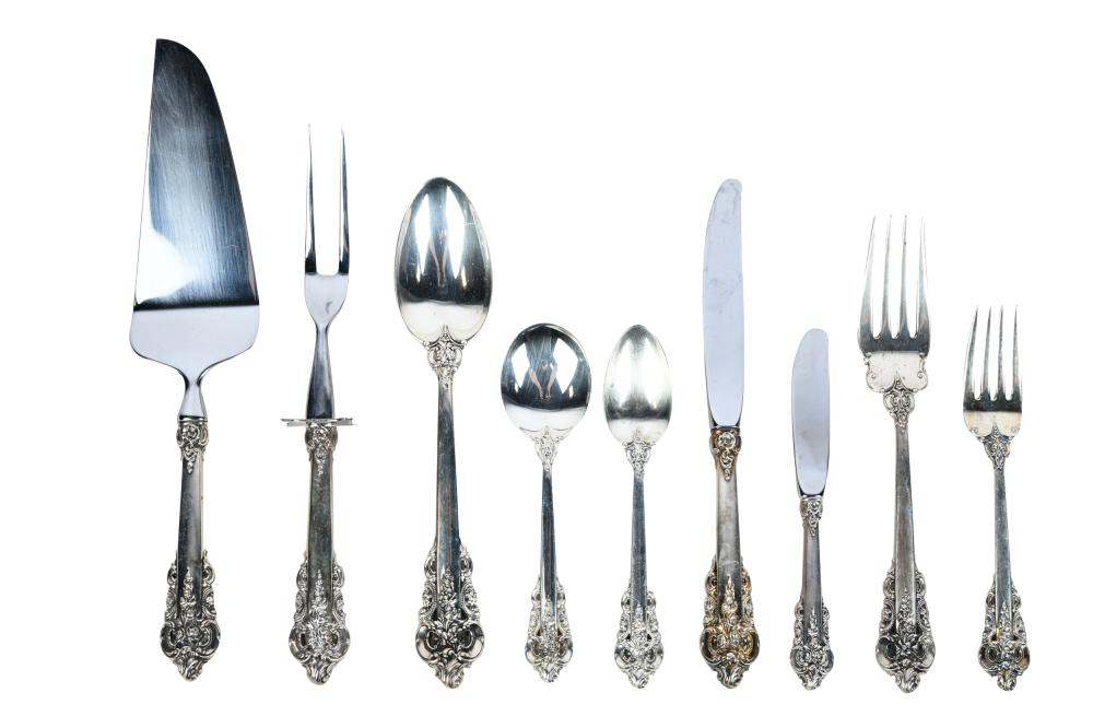 Appraisal: WALLACE STERLING FLATWARE SERVICE'Grand Baroque' pattern comprising soup spoons inches