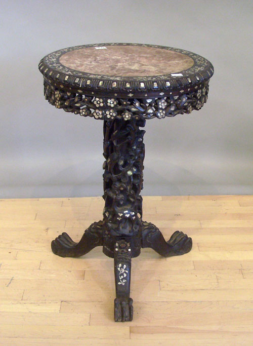 Appraisal: Chinese carved marble top stand h l