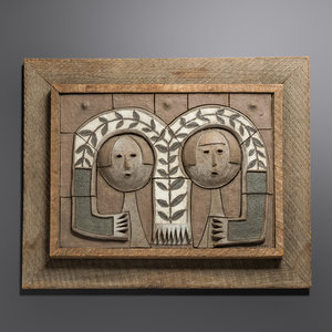 Appraisal: Clyde Burt American - Wall Tile glazed stoneware polychromed wood