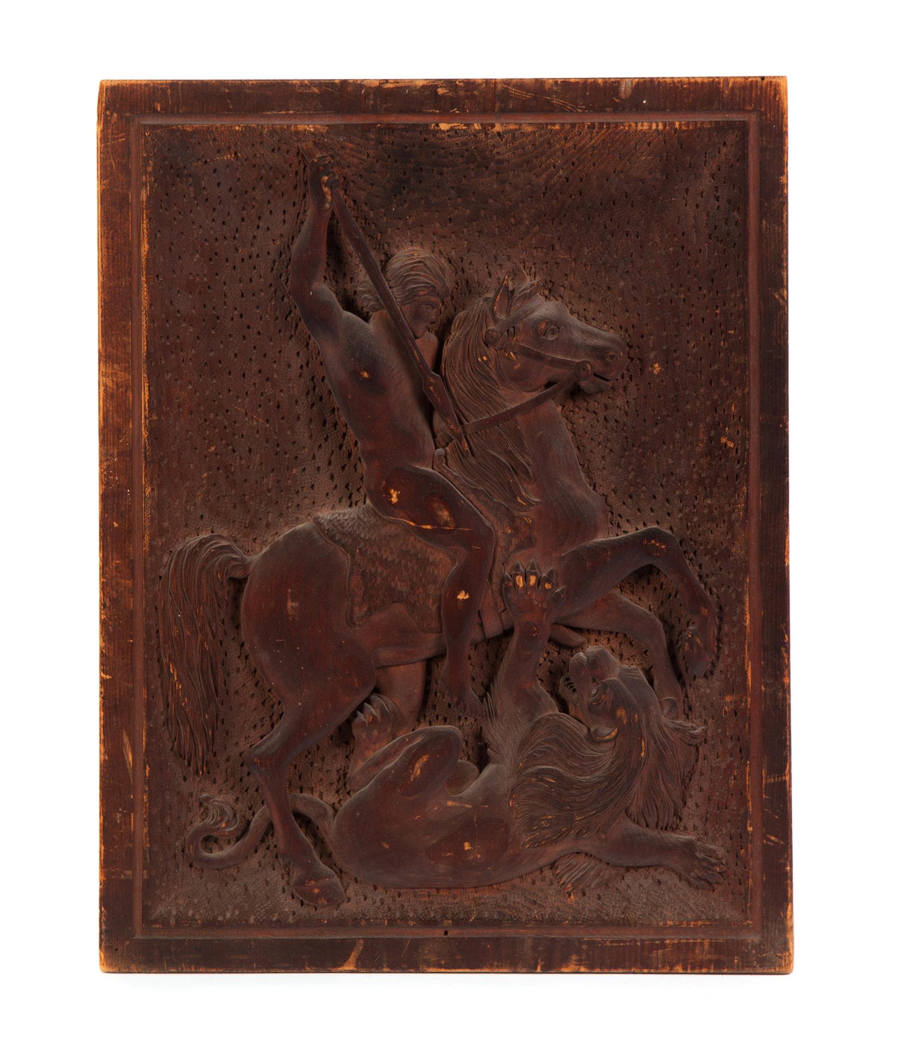 Appraisal: RELIEF CARVING BY SAMUEL THATCHER Dated on the back April