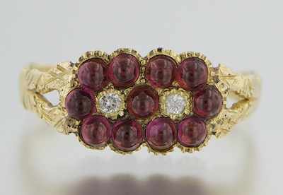 Appraisal: A Dainty Antique Garnet and Diamond Ring k yellow gold