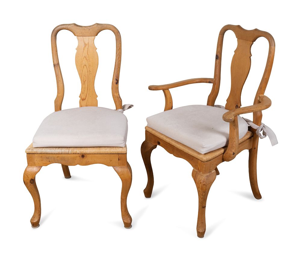 Appraisal: A Set of Twelve Queen Anne Style Rush Seat Pine