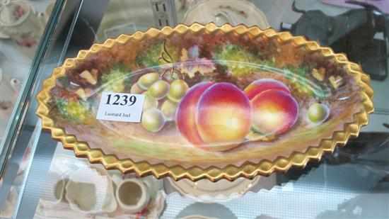 Appraisal: ROYAL WORCESTER HAND PAINTED AND GILDED OVAL FRUIT DISH SIGNED