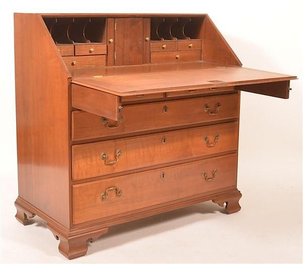 Appraisal: Pennsylvania Chippendale Walnut Slat-lid Desk Pennsylvania Chippendale Walnut Slat-lid Desk