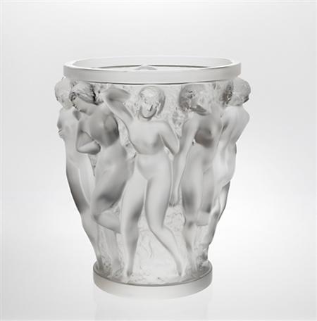 Appraisal: Lalique Molded Glass Bacchantes Vase Estimate -