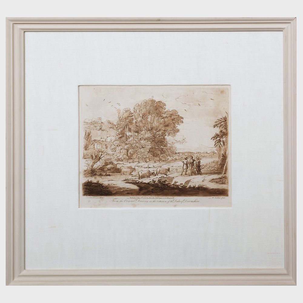 Appraisal: After Claude le Lorrain - Bucolic Scenes Four Plates Four