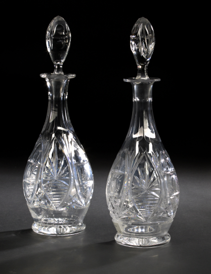 Appraisal: Tall Pair of English Brilliant-Cut Glass Decanters first quarter th