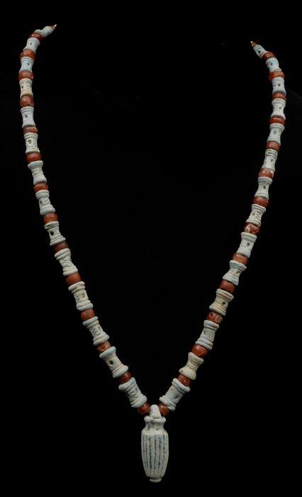 Appraisal: Parthian-Style Faience and Bead Pendant Necklace