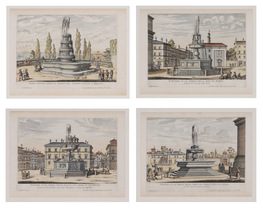 Appraisal: After Giovanni Batista Falda Italian - Four hand-colored engravings of