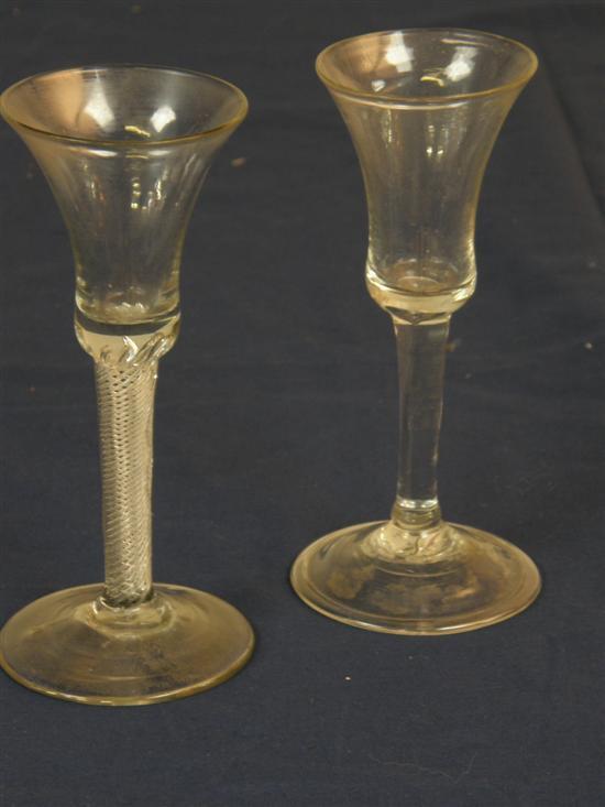 Appraisal: Wine glass with air twist stem th century with bell