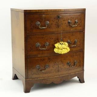 Appraisal: Miniature Georgian Style Yew Wood Chest Of Drawers Possibly a