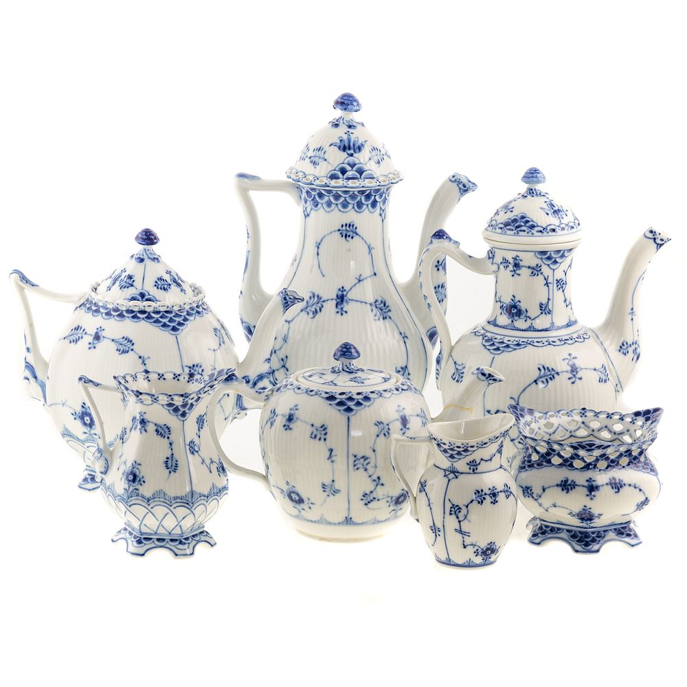 Appraisal: Seven Pieces Royal Copenhagen Tea Ware Includes Blue Fluted Full