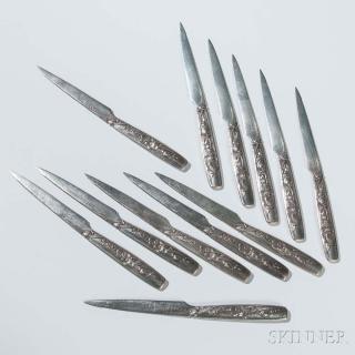 Appraisal: Twelve Tiffany Co Vine Pattern Sterling Silver Fruit Knive Twelve