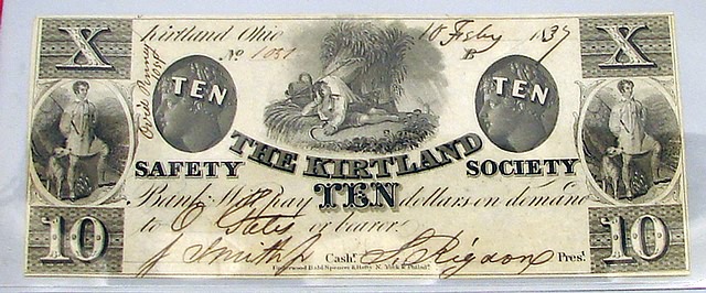 Appraisal: paper currency note for the Kirtland Safety Society Bank of