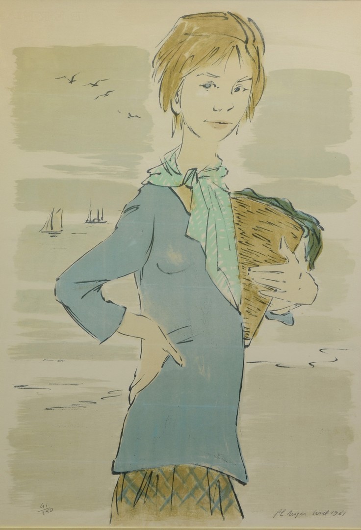 Appraisal: Philippe Henri Noyer French - lithograph Woman by the Shore