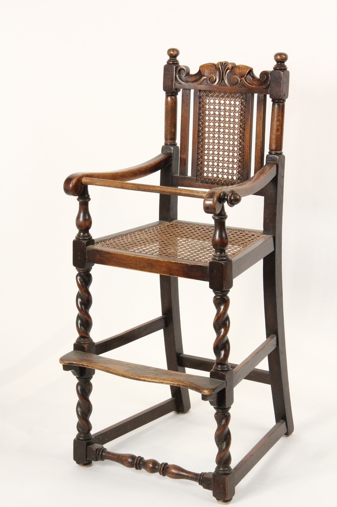 Appraisal: ENGLISH OAK YOUTH HIGH CHAIR - Jacobean Style th c