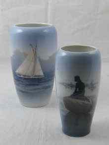 Appraisal: A Royal Copenhagen vase with yacht at sea cm high