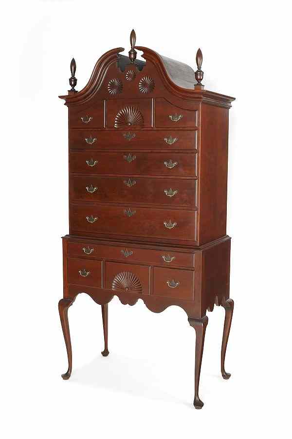 Appraisal: Eldred Wheeler Queen Anne style cherry highboy h w