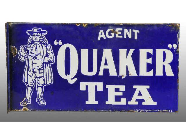 Appraisal: Quaker Tea Porcelain Flange Sign Description Circa to Some chips