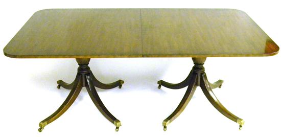 Appraisal: Kittinger double pedestal dining room table mahogany rectangular top with