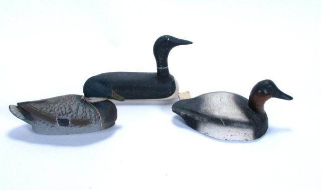 Appraisal: Three Duck Decoys Including Wooden Brown Black And White Decoy