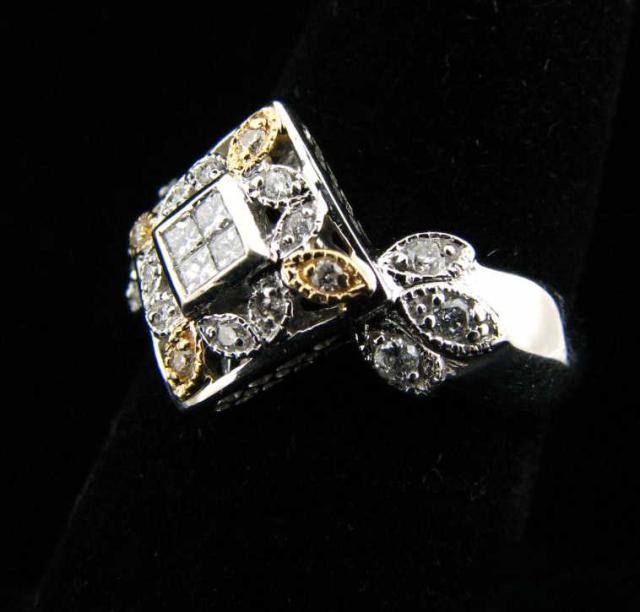 Appraisal: K White and yellow gold diamond ring with approximately ct