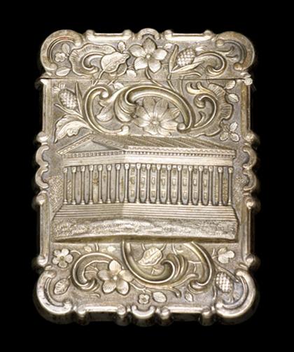 Appraisal: Two American silver card cases th century The first depicting