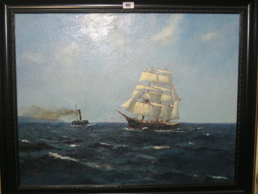 Appraisal: GORDON SLATER Oil on laid down canvas 'Steel Three Masted