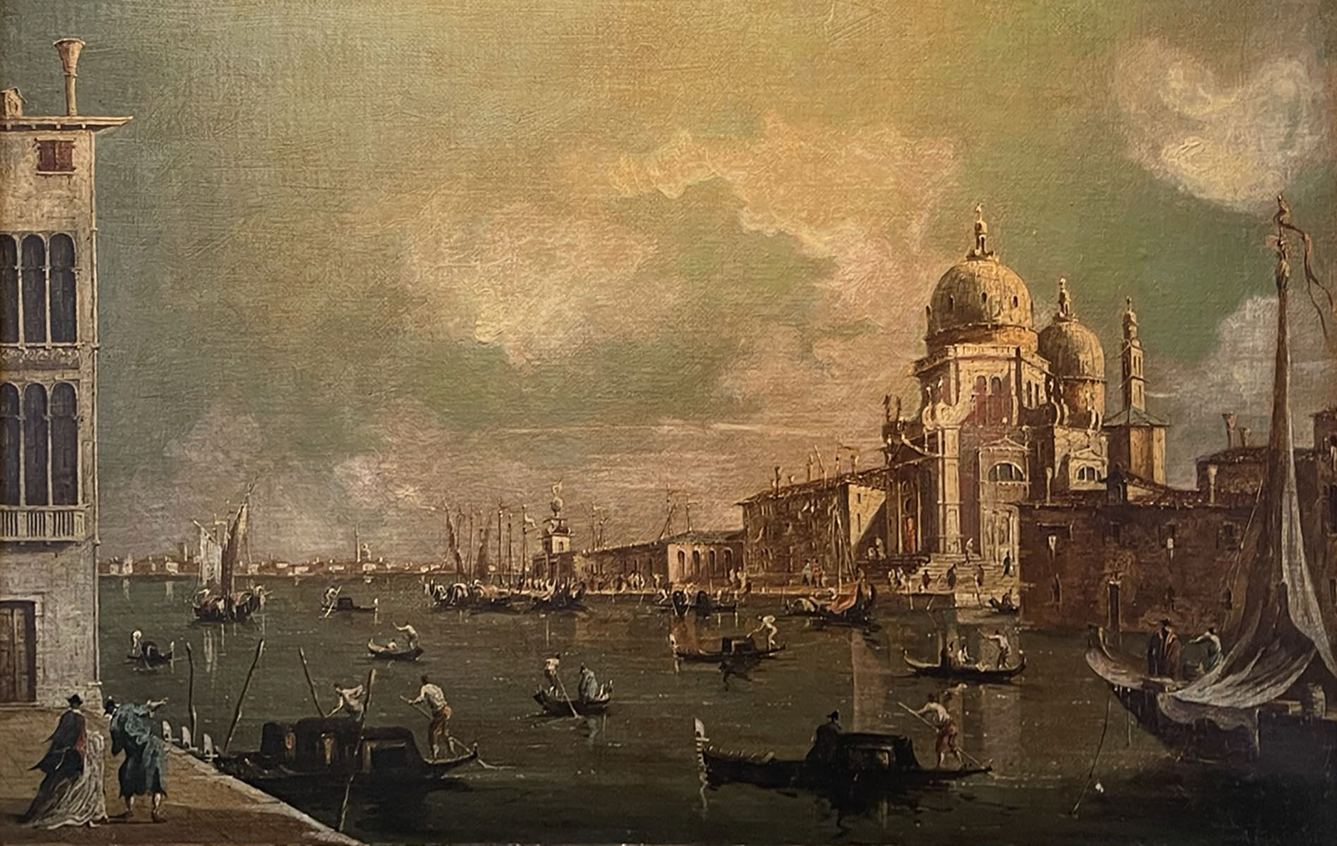 Appraisal: GRAND CANAL VENICE PAINTING AFTER GUARDI Oil Canvas '' x