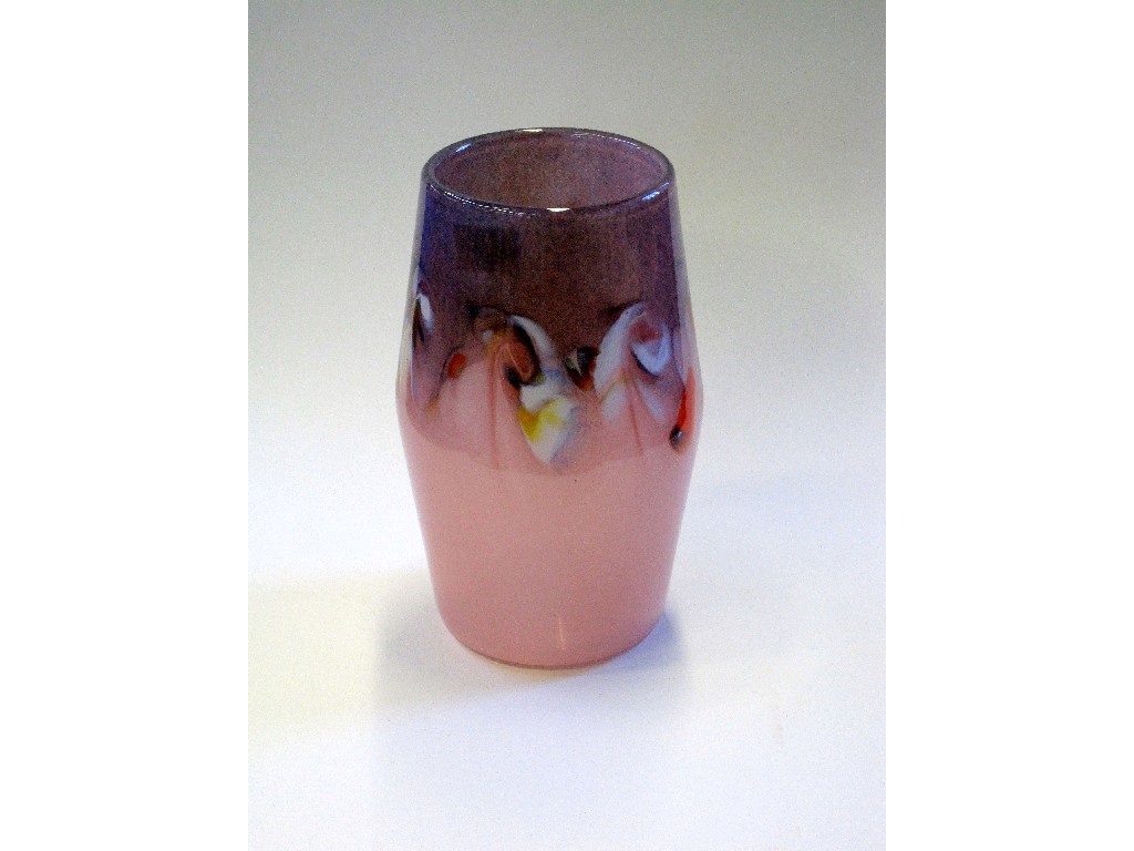 Appraisal: Strathearn pink glass vase with swirling multi coloured decoration