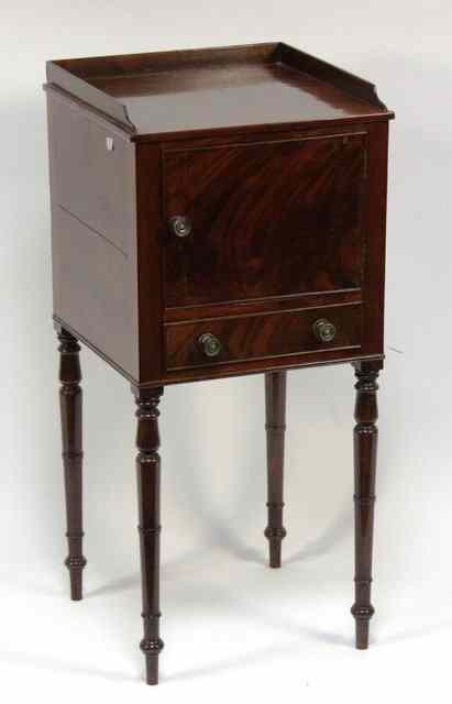 Appraisal: A George IV mahogany pot cupboard on turned legs cm