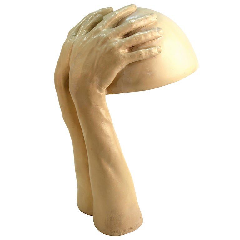 Appraisal: Richard Etts Modern Plaster Hands Table Lamp Richard Etts American