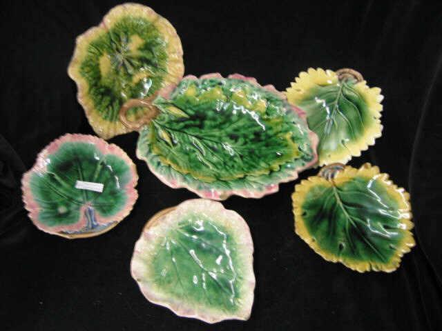 Appraisal: Majolica Leaf Dishes various sizes some loss