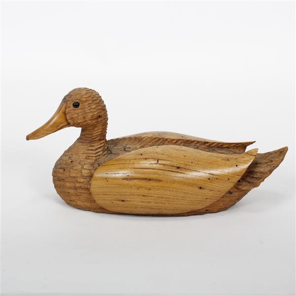 Appraisal: Natural wood chip carved duck decoy by David Ritter Montana