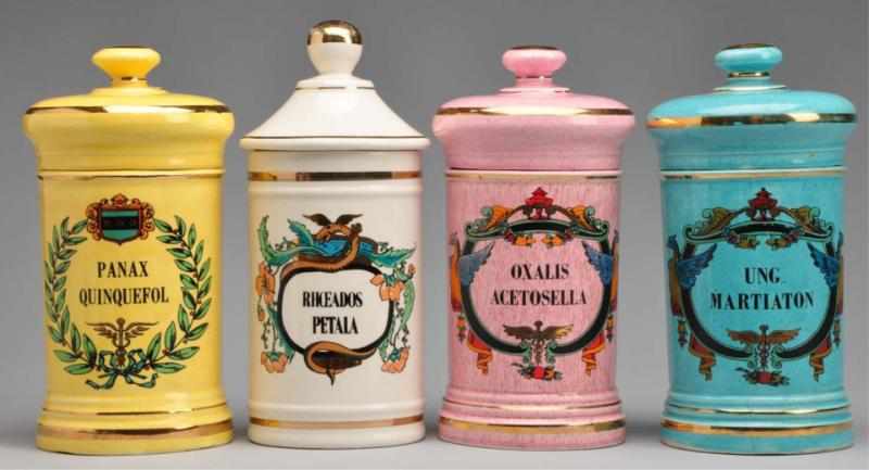 Appraisal: Lot of Porcelain Apothecary Display Jars Description Circa to Four